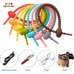 ซิลิโคนที่มีสีสัน Tadpole Cable Ties อุปกรณ์เสริมกระเป๋า DIY Key Chain Data Cable Strap-DOR