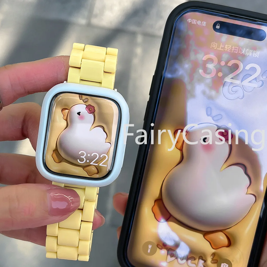 เคสซิลิโคนอ่อนนุ่ม + สายเรซิ่นสําหรับ แอปเปิล ดู 42 มม. 46 มม. 45 มม. 41 มม. 40 38 มม. พิเศษ2 49 มม.สีทึบ ฉันดู ชุดวงสําหรับ ฉันดู 10 9 8 กับ 7 6 5 4 3