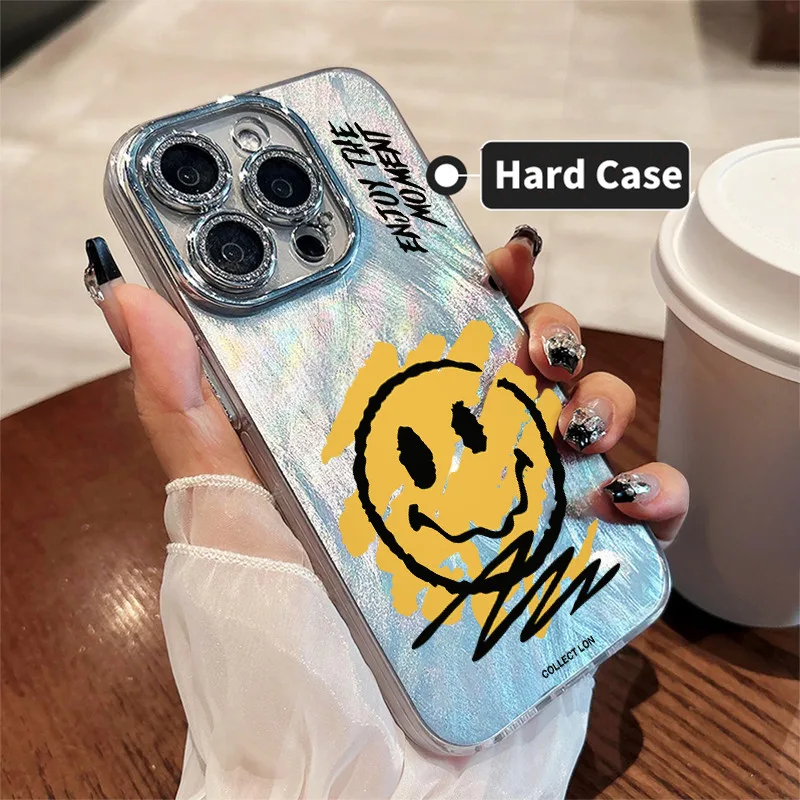 ❤️จัดส่งทันที❤️เคสไอโฟน11 13 14 15 16 Pro Max Creative Trend smile เลเซอร์ Hard Case For iPhone 13PM