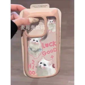 แมวน ่ ารักสามมิติหูแมวเหมาะสําหรับ Apple iPhone11 14ProMax 7Plus 8Plus 12ProMax XSMax X XS 13ProMax เคสโทรศัพท ์ DZGY