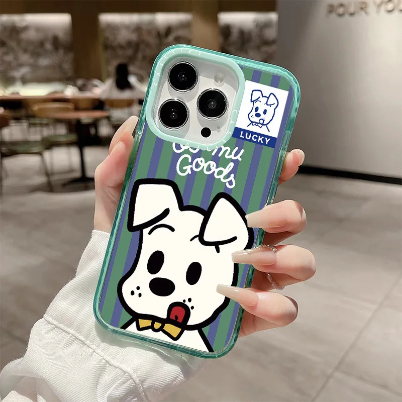 Osamu GOODS Luck Puppy ไร้สายชาร์จแม่เหล็กสําหรับ IPhone 11 14 15 16 Pro Max 12 13 Pro Max ฝาครอบ 14 15 16 PLUS ซิลิโคนนุ่มกันชนใสกันกระแทกปลอก