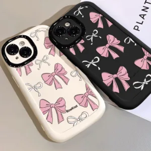 ใหม่การ์ตูนสีชมพูโบว์รูปแบบเคสโทรศัพท์เข้ากันได้สําหรับiphone 11 12 13 16Pro Max 14 15 7 8 Plus SE 2020 XR X/XS Maxเคสซิลิโคนป้องกันการตกรวมทุกอย่างเคสโทรศัพท์