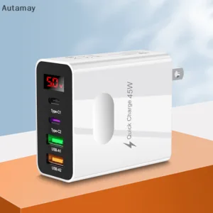 Autamay 5V 3A Usb Wall Charger สําหรับ Iphone 13 12 Pro Max หน้าจอดิจิตอลจอแสดงผล 3 พอร์ต Quick Charging 3.0 Power Adapter 15W ใหม่