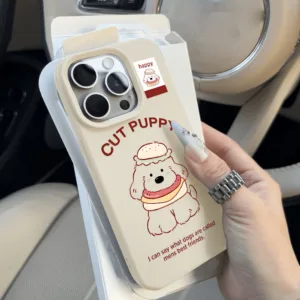 ลูกสุนัขน่ารัก เคสโทรศัพท์มือถือหนัง PU อ่อนสำหรับ for iPhone 16 Plus15 Pro Max 13 12 11 14 15 Pro X XR XS Max เคสสีทึบ