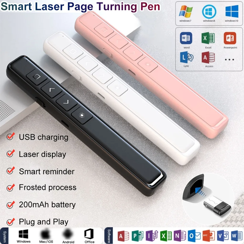 2.4ghz Wireless Presentation Clicker Powerpoint ปากกา USB รีโมทคอนโทรลพลิกปากกาสําหรับสํานักงานการสอนโปรเจคเตอร์ PPT Pre