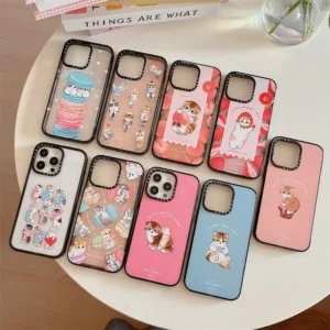 Casetifg น่ารักแมวสีส้มคุณภาพสูงกันกระแทกเคสโทรศัพท์พร้อมกล่องสําหรับ iPhone 16 12 13 14 15 Pro Max 15 14 16 Plus นุ่มด้านข้างตัวอักษรเต็มปกป้องปลอกปกอะคริลิแข็ง