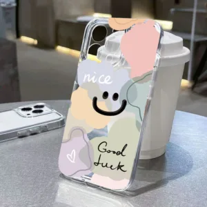 แฟชั่นlove Heart SmileสําหรับiPhone 15 14 13 12 11 Pro Max XS XR X Max 7 8 14 15 Plus SE 2020 MiniสีสันGraffiti Smileซิลิโคนกันกระแทกนุ่ม