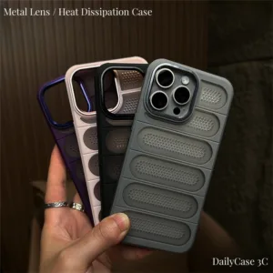 ใหม่ Matte Cooling ตาข่ายเคสโทรศัพท์สําหรับ iPhone 16 15 14 11 12 13 Pro Max 14 15 16 Plus กรอบโลหะหรูหราปลอกแข็งกระจายความร้อน Anti Slip กันกระแทกลายนิ้วมือกลับ
