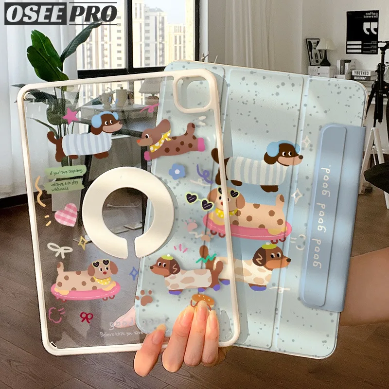 Osee pro เคส iPad แม่เหล็กที่ถอดออกได้ หมุนได้ และปรับอะคริลิคเคสแบบรวมทุกอย่างสําหรับ iPad pro 7 13 inch pro 2 3 4 5 11 นิ้ว ไอแพด air 6 13 นิ้ว Air 4 Air 5 Air 6 (2020/2022/2024) ipad gen 7th 8th 9th case เคสไอแพด gen 10 mini 6 mini 7 กรณี