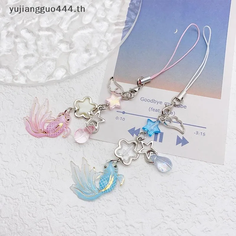 # ใหม่ # น่ารักก้อยปลาจี้ประดับด้วยลูกปัดพวงกุญแจโทรศัพท์โซ่กล้องเชือกเส้นเล็กป้องกันการสูญหายอุปกรณ์ตกแต่งของขวัญ .