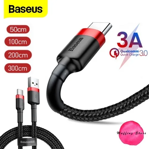 ถูกจริง/ส่งไว Baseus สายถัก สาย Samsung S10 S9 S8 สายชาร์จ USB Type C Cable 3A รองรับ Fast Charge QC 3.0