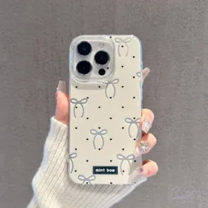 โบว์แฟชั่นหรูหรา เคสไอโฟนน่ารัก เคสคู่ สำหรับ IPhone 7 8 15 Plus 11 15 16 13 12 14 Pro Max XR X 7Plus XS Max SE โลหะ เคส