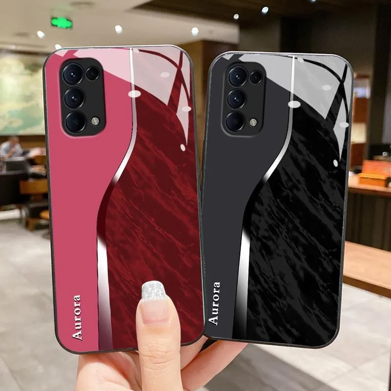 เหมาะสำหรับ OPPO Reno5 4G 5G Reno4 F Lite Reno2 Z Reno3 กรณีโทรศัพท์มือถือป้องกันรอยขีดข่วน Artistic Creative Splicing