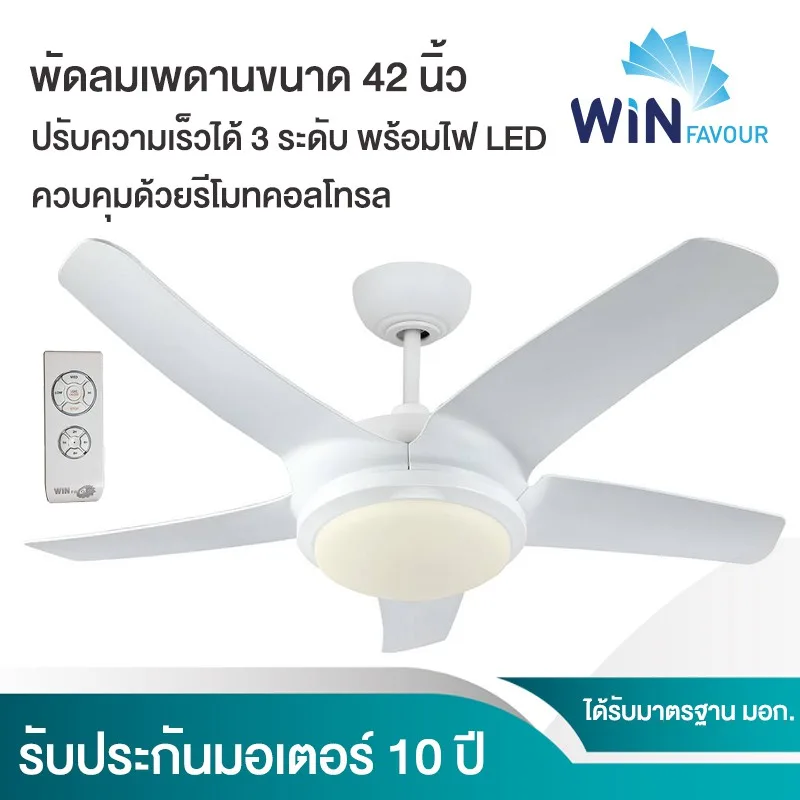 ถูกที่สุด  พัดลมเพดาน รุ่น TC34(สีขาว) ขนาด 42 นิ้ว พร้อมรีโมท ของใหม่