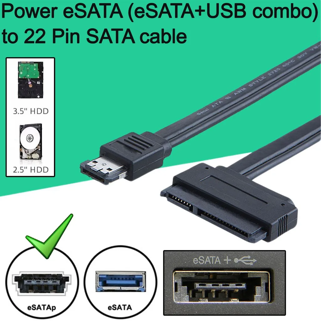 สาย eSATA Powered to SATA 22 pin (ต่อตรงเข้ากับ Hard Drive 2.5" (5v.) & HDD 3.5" (12v.))