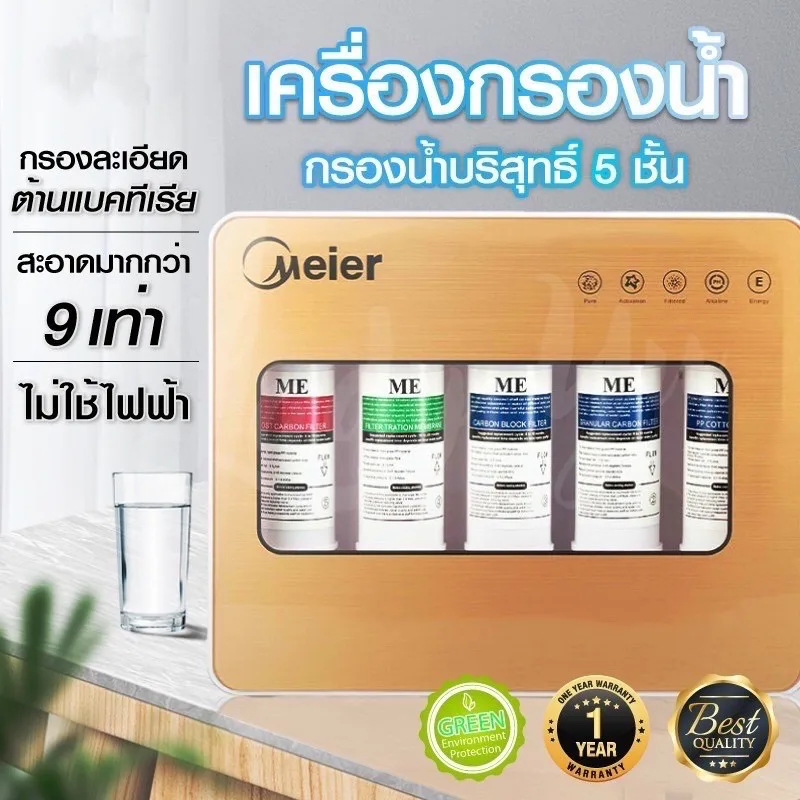 เครื่องกรองน้ำ 5 ขั้นตอน IPLEX / CEFLAR รุ่น CWP-01 / MEIER ฆ่าเชื้อและทำความสะอาดอย่างล้ำลึก รุ่น ME-W002