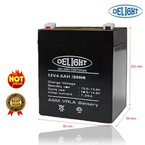 DELIGHTแบตเตอรี่แห้ง12V4.5AH/20Hr