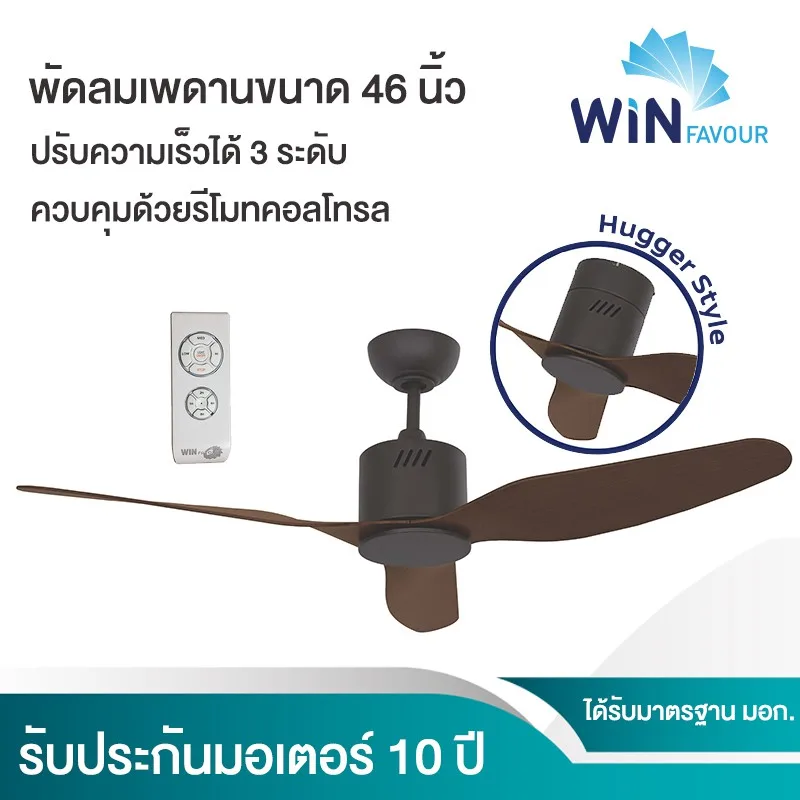 ถูกที่สุด  พัดลมเพดาน รุ่น TC12(สีน้ำตาล) พร้อมรีโมท ขนาด 46 นิ้ว ของใหม่