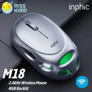 Inphic M18 เมาส์เก็บเสียง เงียบไร้เสียง Office 2.4GHz Wireless Silent Mouse DPI1000/1200/1600 Rechargeable RGB Backlit