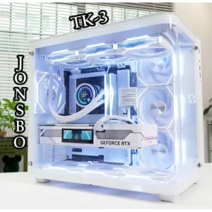 ส่งด่วน+โค้ดลด1000 เคส ตู้ปลา ขาว หรู atx ทรงเล็ก กระจกนิรภัยหนาโค้งเต็มแผ่น TK-3 White Jonsbo Case
