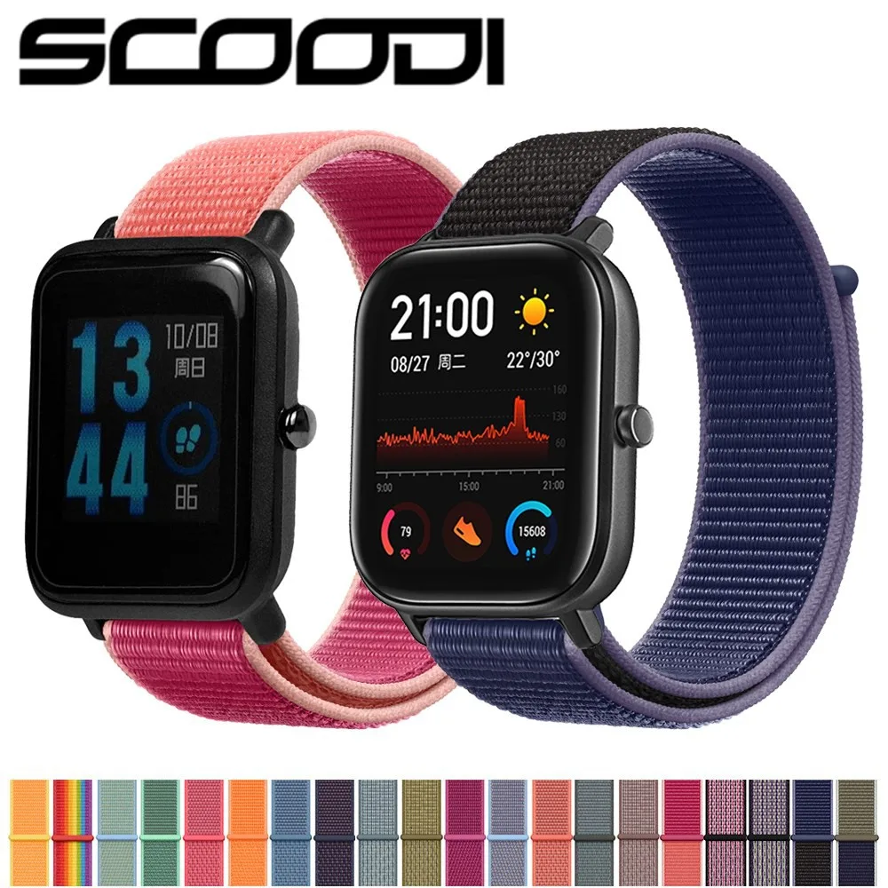 สายนาฬิกาข้อมือไนล่อน 20 มม. สําหรับ Huami Amazfit Bip 3 3 pro U pro S Lite / GTS 4 3 2 2e 2mini 4mini Smart Watch