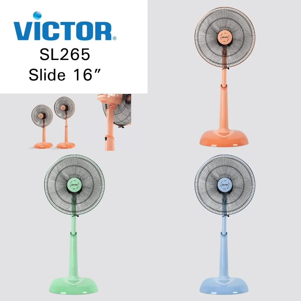 Victor พัดลมสไลด์ 16 นิ้ว รุ่น SL-265 ความเร็วลม 3 ระดับ ปรับความสูง 88-105.5 ซม. ประหยัดไฟเบอร์ 5 รับประกันมอเตอร์ 2 ปี