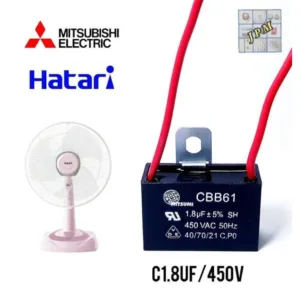 คาปาซิเตอร์พัดลม 1.8uf/450v capacitor พัดลม HATARI  capa พัดลมมิตซู ใช้กับพัดลม16"