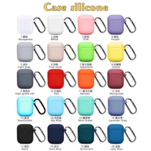 แถมตะขอเกี่ยว เคสซิลิโคนสำหรับแอร์พอร์ต 1 2  สีล้วน เคสairpods 1 2 Case gen1/gen2 หูฟังเคส TPU Case สำหรับ AirPods