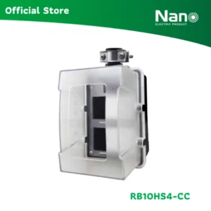 NANO บล็อคยางเปล่าใส่เต้ารับได้ 4 ช่อง + เมนสวิตช์ พร้อมฝา PC กันน้ำ (ไม่มีสายไฟ) (1 ชิ้น/กล่อง) รุ่น RB_HS4-CC