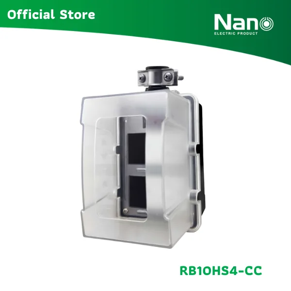 NANO บล็อคยางเปล่าใส่เต้ารับได้ 4 ช่อง + เมนสวิตช์ พร้อมฝา PC กันน้ำ (ไม่มีสายไฟ) (1 ชิ้น/กล่อง) รุ่น RB_HS4-CC