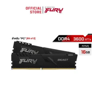 Kingston 16GB 3600MHz DDR4 CL17 DIMM (Kit of 2) FURY Beast Black Ram แรมพีซี (KF436C17BBK2/16)