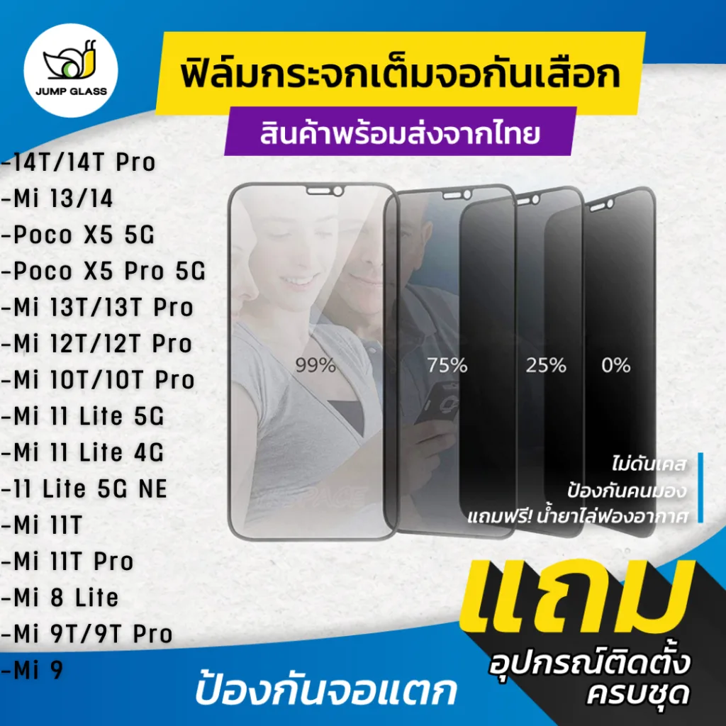 ฟิล์มกระจกนิรภัยกันเสือก ใช้กับ Xiaomi Mi 14T